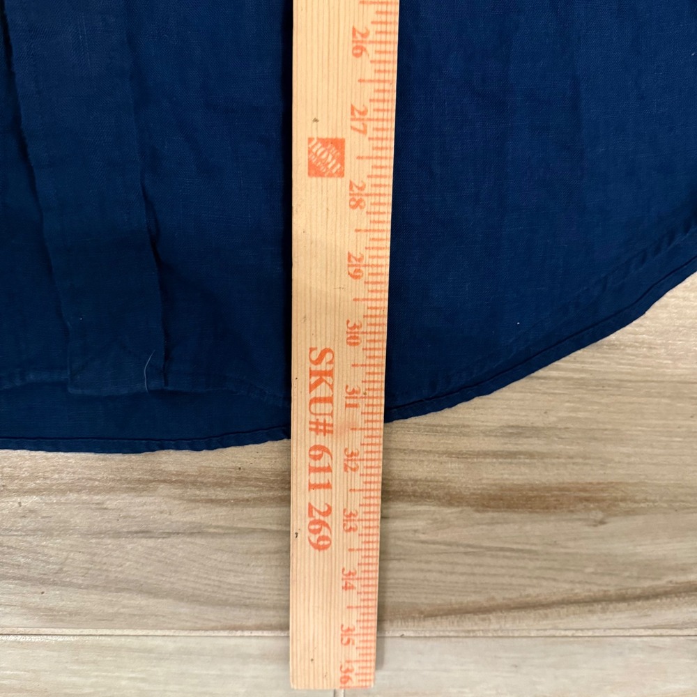 Polo Ralph Lauren Resort Linen Shirt Mens Large Navy Blue Button Down Long - Picture 5 of 6